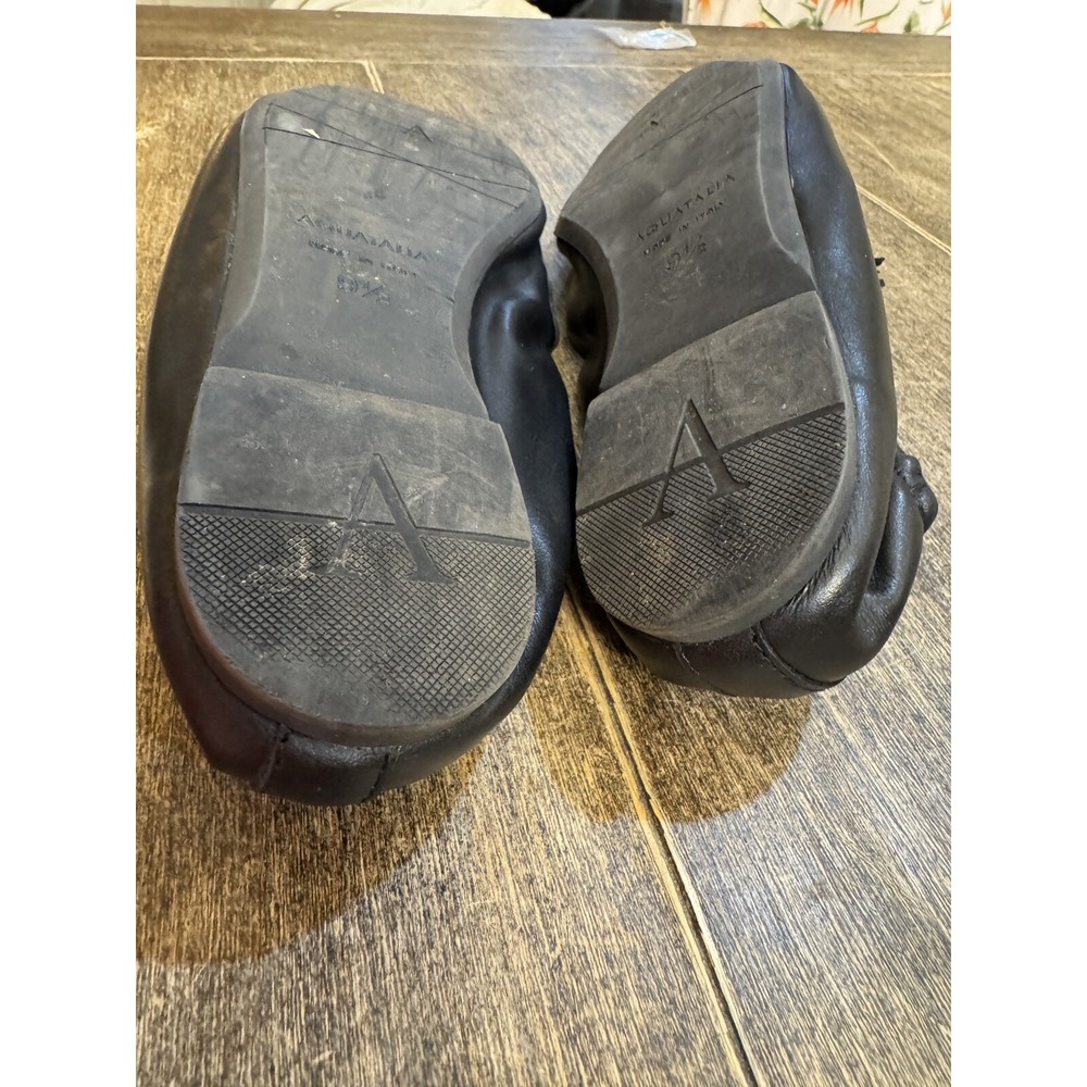 AQUATALIA Journee Tassel Black Leather Loafer Flats Shoes 9.5 Ballet Back - Picture 9 of 10